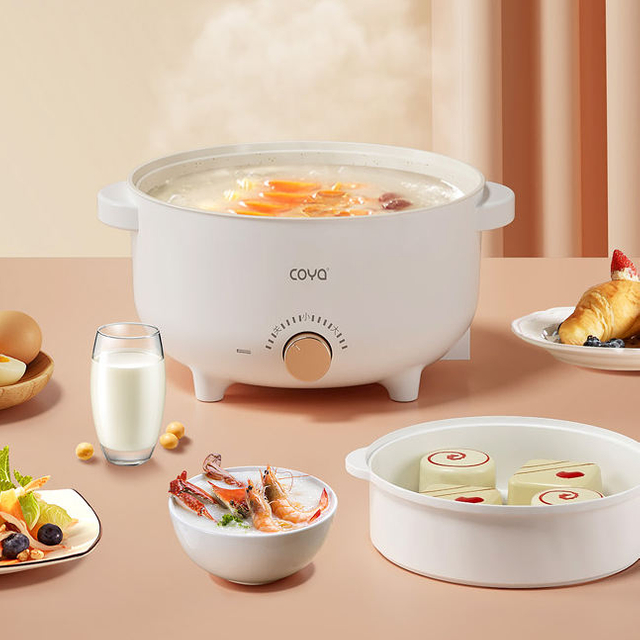 Power Adjustment Noodle Electric Multi Cooker Electric Cooking Hot Pot With Steamer